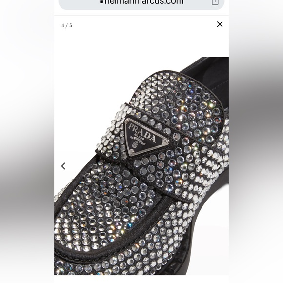 NIB PRADA  Crystal Logo Flat Loafers Size 37.5 - Picture 5 of 12